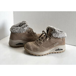 Skechers Uno Rugged Women's Size 9 Dark Taupe Suede Lace Up Winter Sneaker Boots
